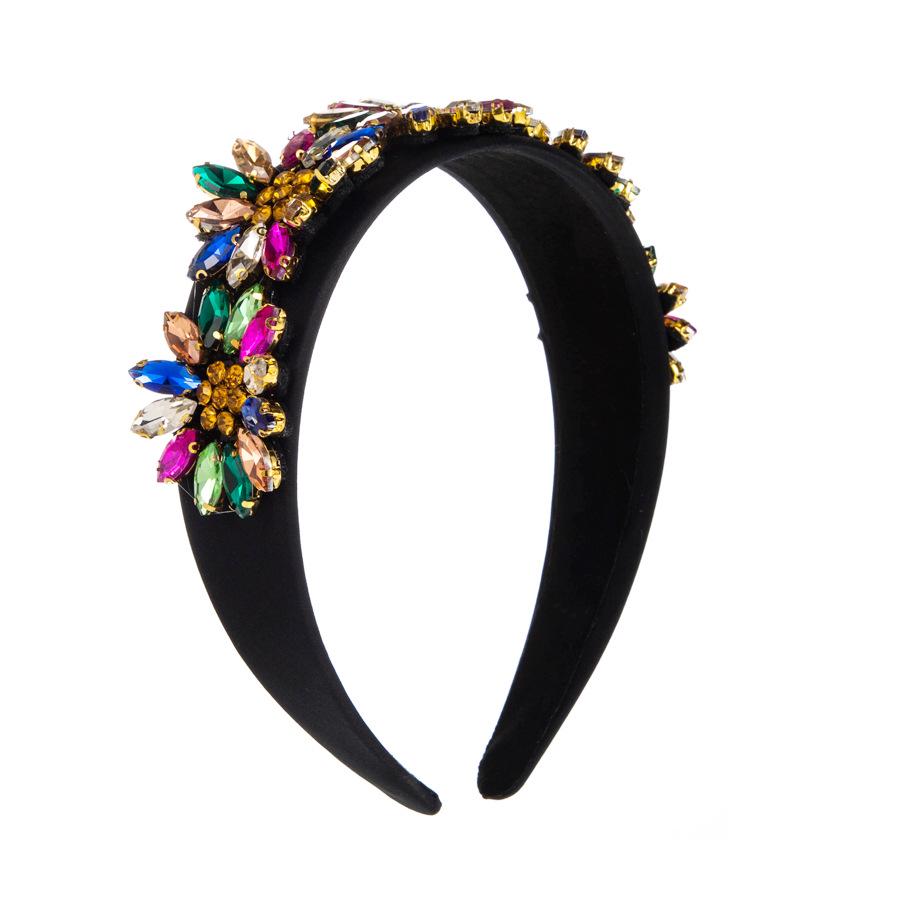 Harmony Rhinestone Sunflower Headband: Trendy European & American Baroque Design, Diamond-Studded Wide-Brim Hair Accessory.