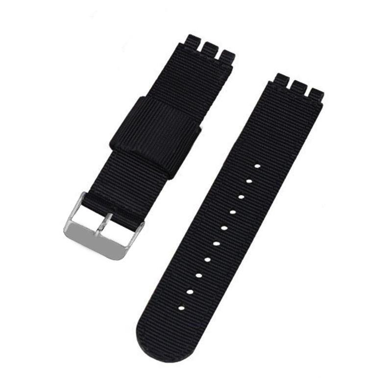 SWATCH Horloge Compatibele Nylon Canvas Band, Geribbeld, 17/19/20mm