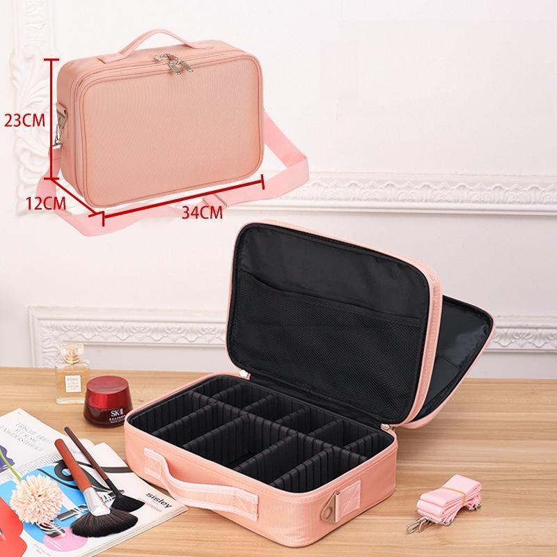 

Women Large Capacity Portable Handheld Makeup Bag High Grade Cosmetic Storage Bag For Makeup Tattoo Nail Art Tool Box Pink