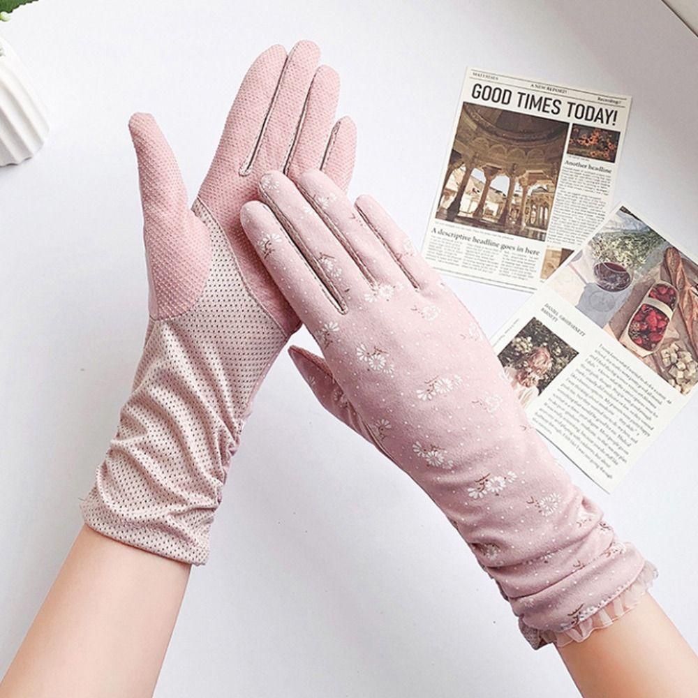 

Women Thin Gloves Mid-length Cotton Touch Screen Outdoor Riding Driving Sunscreen Gloves Breathable Non фиолетовый