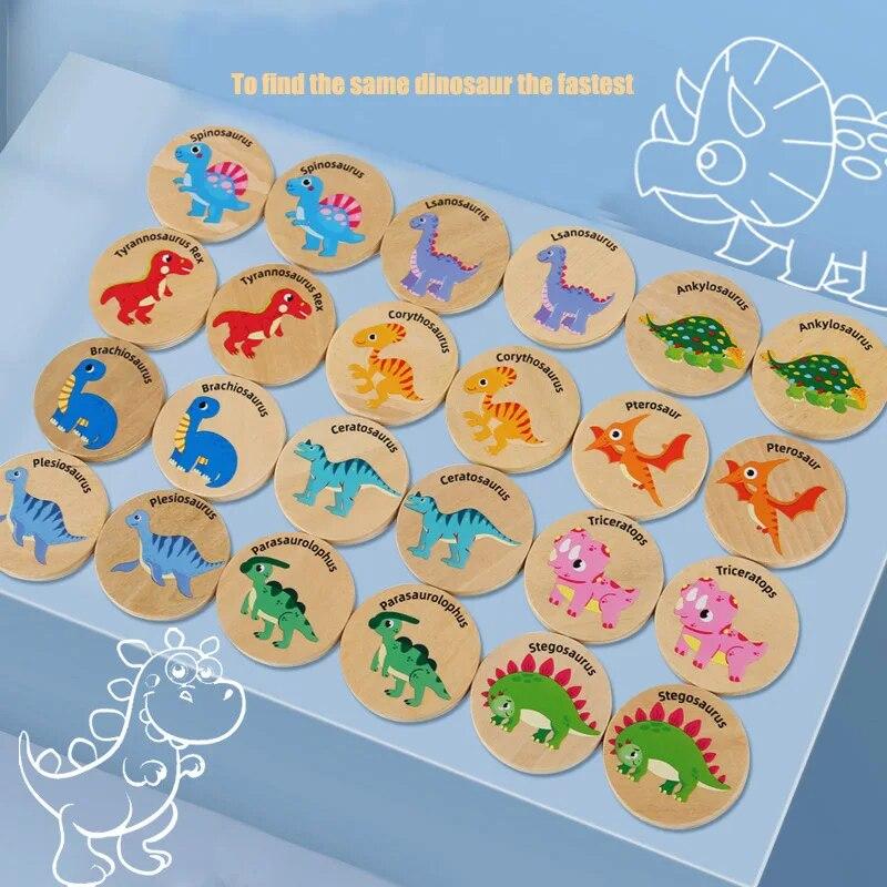 Children Wooden Toy Memory Find The Same Dinosaur Matching Jigsaw Puzzle Game Montessori Baby Educational Toys For Kids
