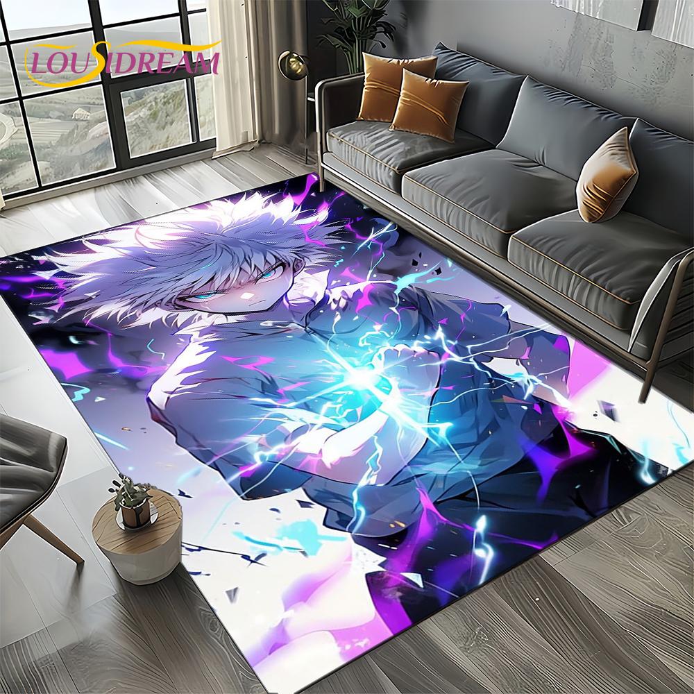 Alfombra HxH Anime Hunter×Hunter Dibujos Animados para Dormitorio Sala de Estar Decoración de Sofá del Hogar, Alfombrilla Grande Decorativa Infantil Regalo