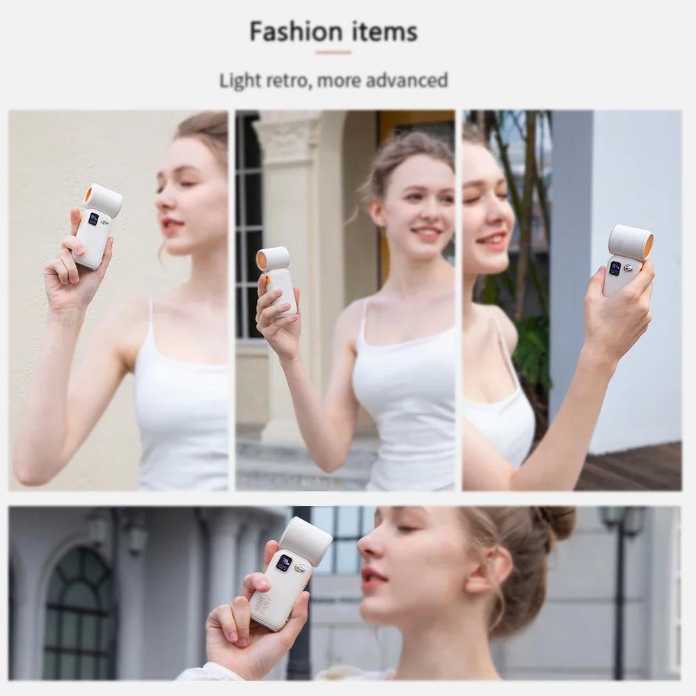 LED Digital Display High-speed Turbo Jet Fan with 100 Adjustable Wind Speeds Type-C Rechargeable Handheld Mini Fan Outdoor Fan