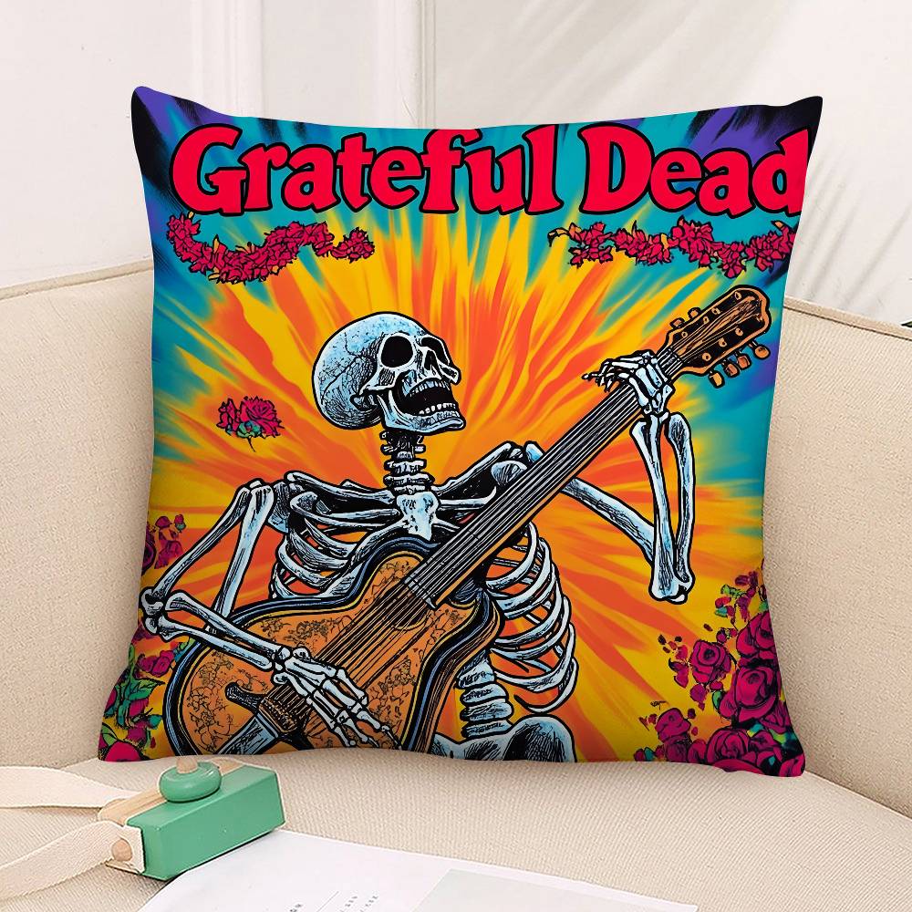 Rock Band G-Grateful Dead Pillow Case Square Double‑Sided Print Cushion Case For Sofa Home Bedchamber Decor Gift