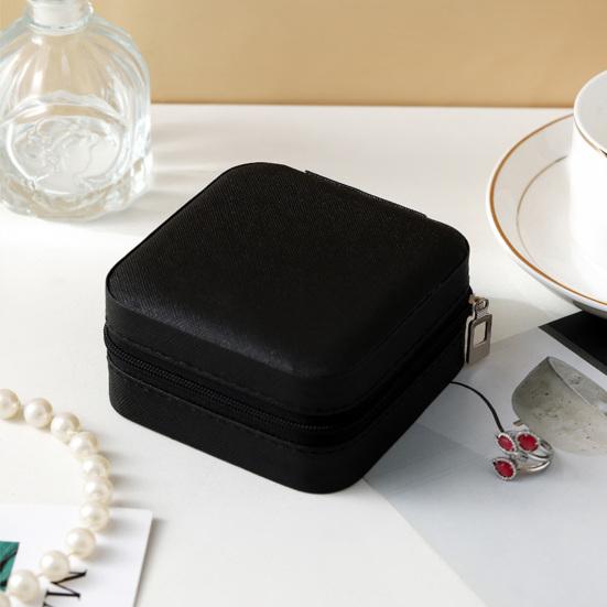 Mini Jewelry Storage Box, PU Leather Compact Jewelry Organizer, Soft Velvet Shockproof Jewelry Case for Rings Earrings
