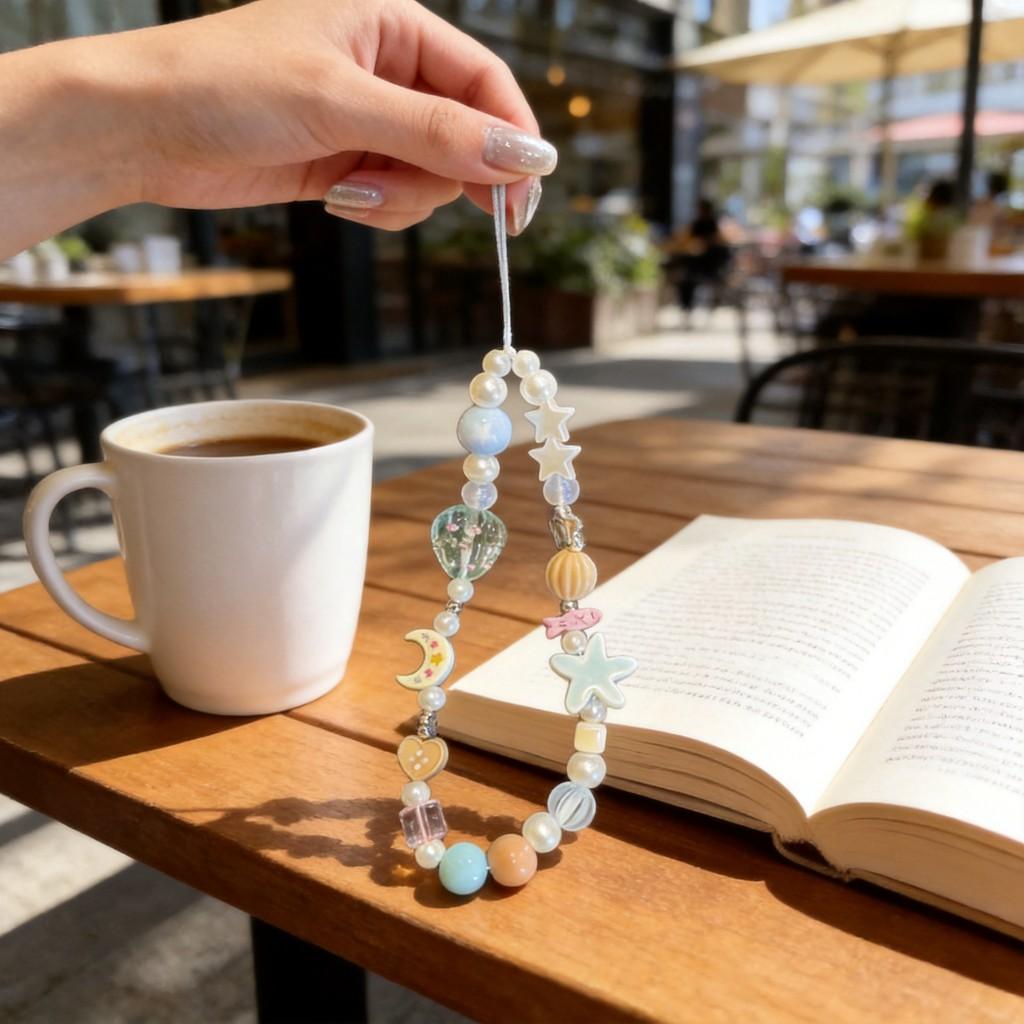 Summer Mint Dot Shell Moon Phone Lanyard With Pvc Cord For Men Women