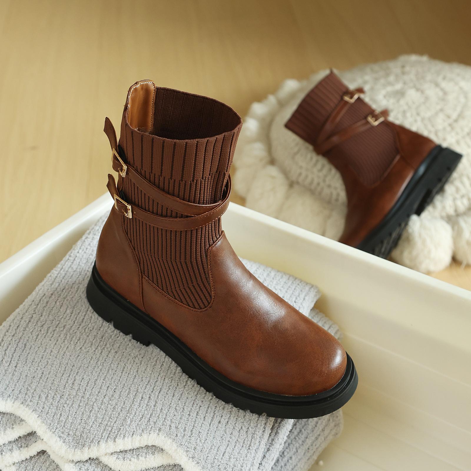 

Autumn and winter girls leather boots catwalk show shoes little girl student boots new soft sole comfortable children s Martin boots 39 (inner length 24.5cm) темно-коричневого