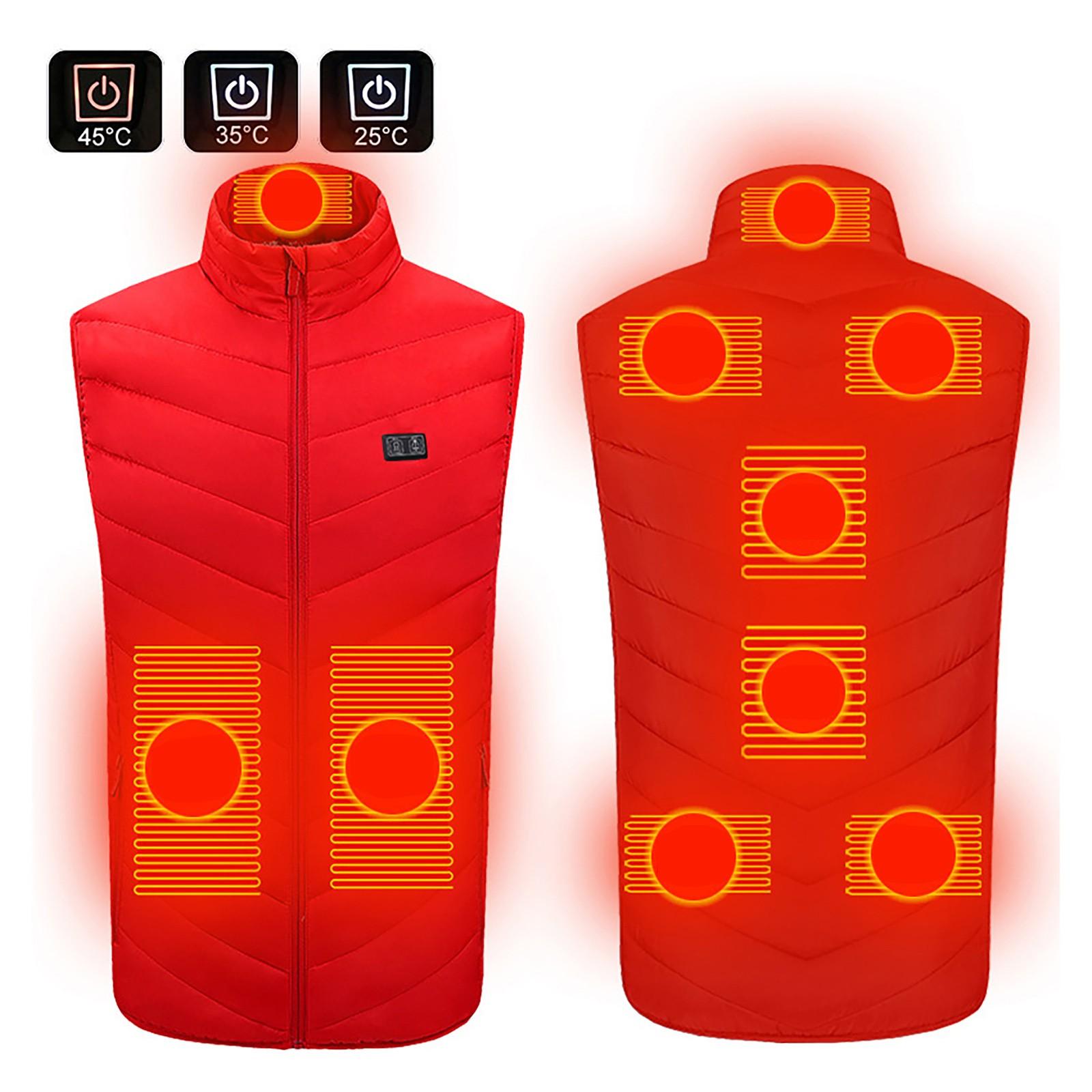 

Недавно обновленный контроль 9 нагревательный жилет постоянная температура интеллектуальный электрический нагревательный жилет S красный