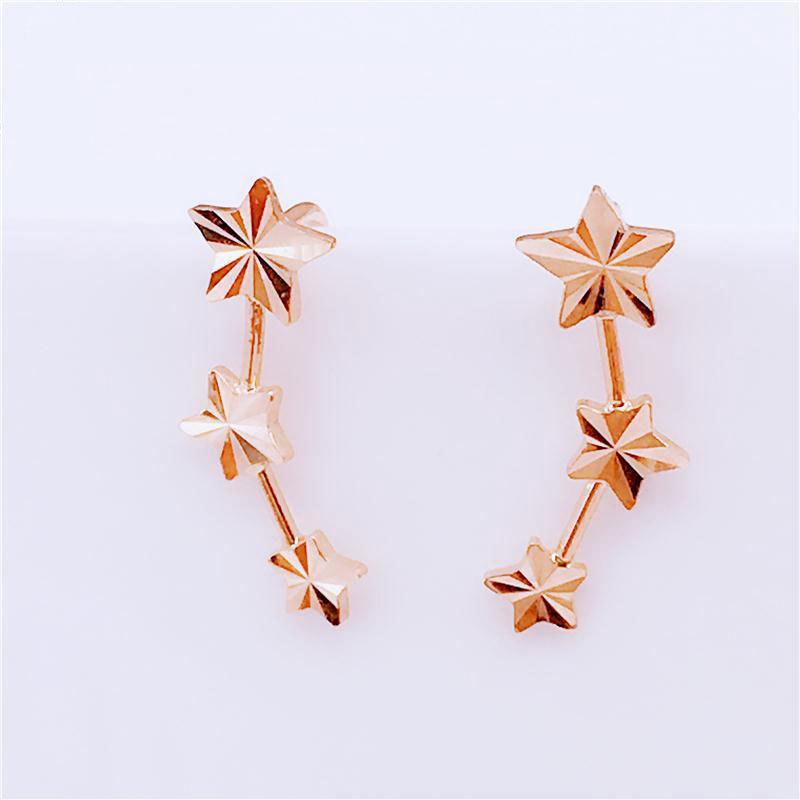 Purple Gold Star Shining Earrings Simple And Exquisite Temperament Color Gold Plated Rose Gold Earrings
