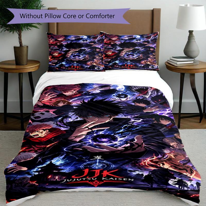 3pcs Duvet Cover Set (1*Duvet Cover + 2*Pillowcase, Without Core), Jujutsu Kaisen Print Bedding Set, Bedroom Decor, All‑Season, Birthday Gift