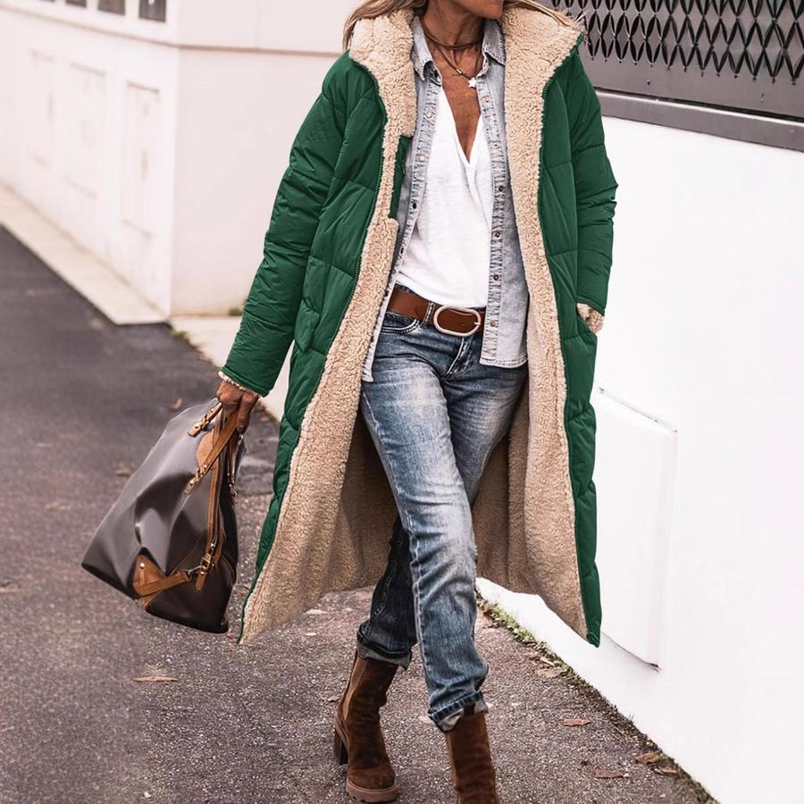 Pure Color Hooded Cotton Jacket Long Sleeve Double Sided Slim Fit Coat Top