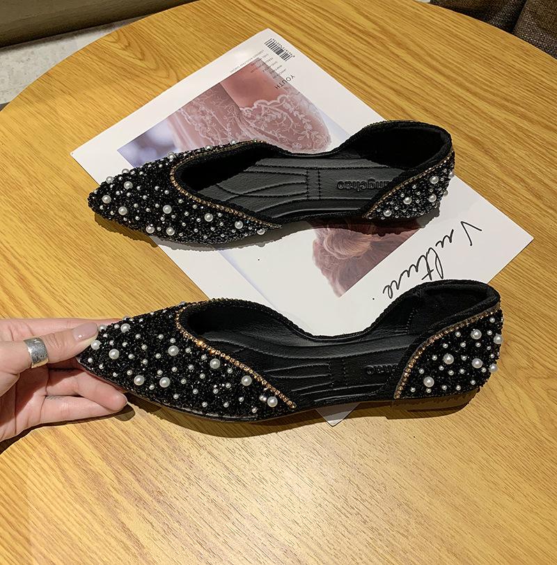Women s Flat-Bottomed Pointed Toe Bow Rhinestone Shoes - Korean Style 2025 Spring Collection