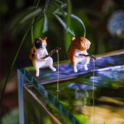 Creative Aquarium Decoration 8 Style Small Fishing Cat Aquarium Accessories Landscaping Ornament Fish Tank Accessories