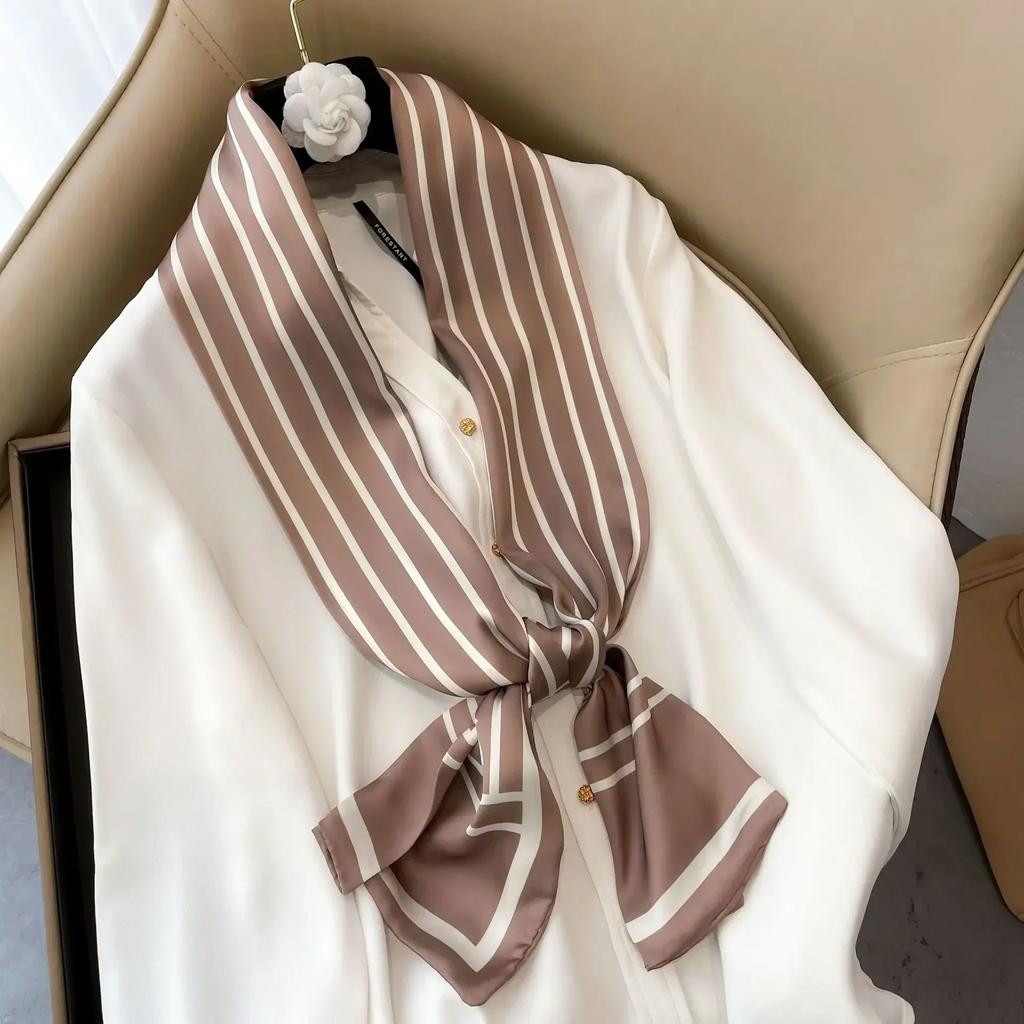 17*150cm Ribbon Silk Scarfs Female Luxury Design Hair Band Skinny Scarf Neck Ties Women Bag Scarves Neckerchief Foulard Lady