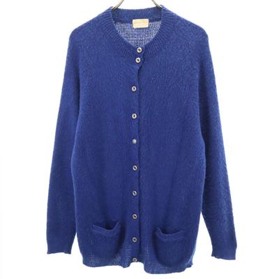 Auon Knit 70s 80s Vintage Long Sleeve Knit Cardigan Blue Navy Blue Women Used