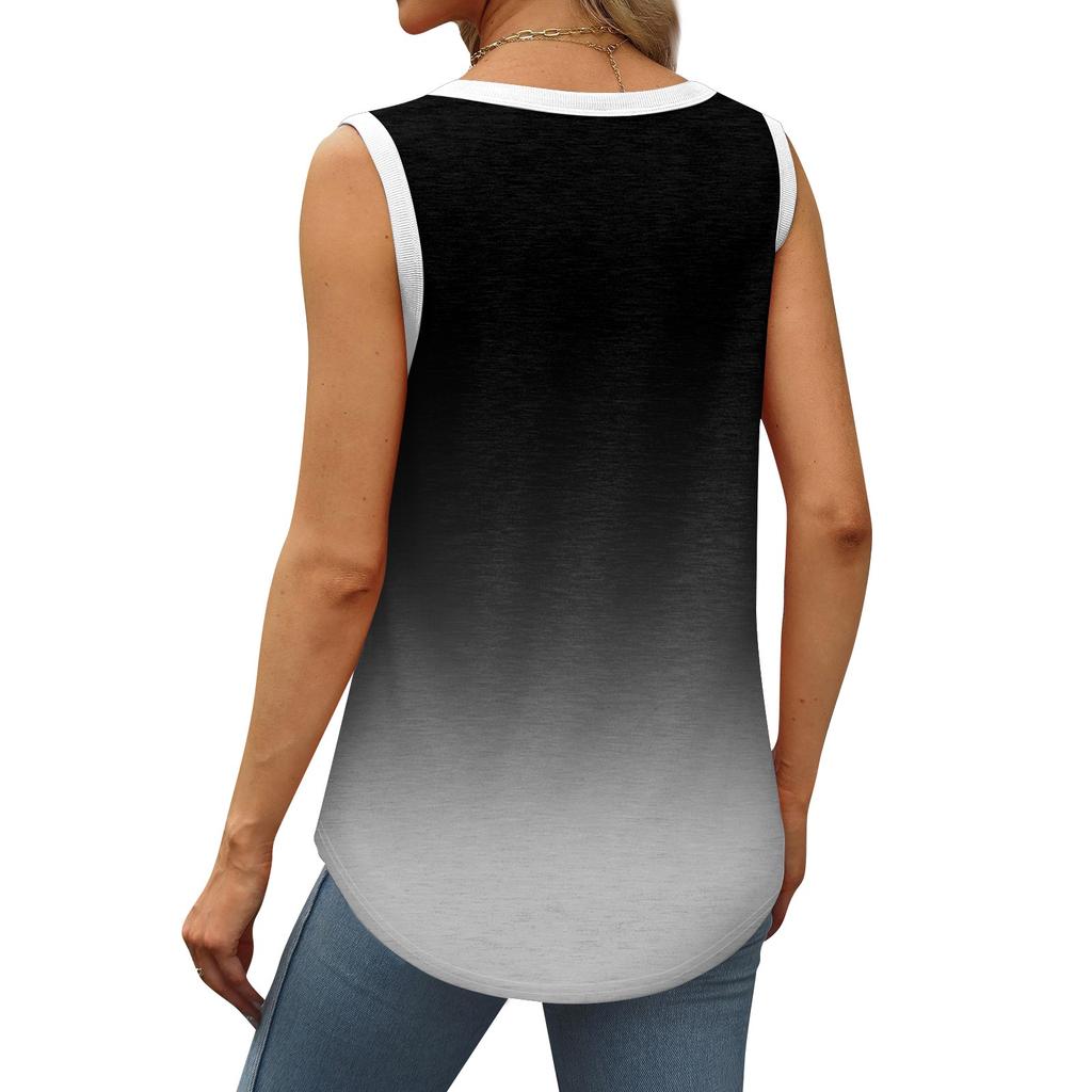 Womens Tank Top U Neck Basic  Casual Flowy Summer Sleeveless Deep Side Cut Print Tops For Women