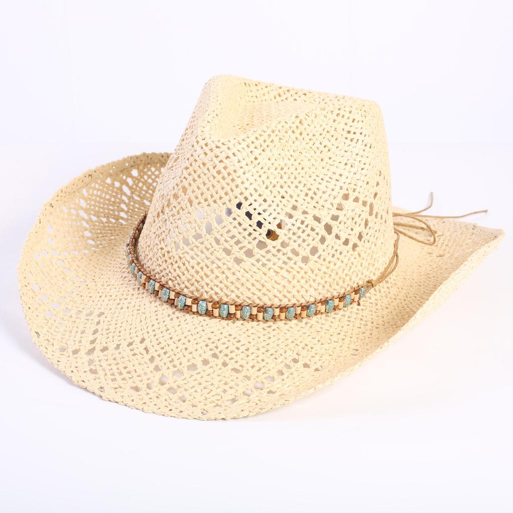 Beliebter europäischer und amerikanischer klassischer hohler westlicher Cowboyhut Herren- und Damen-Mode Urlaubs-atmungsaktiver Sonnenschutz-Strohhut