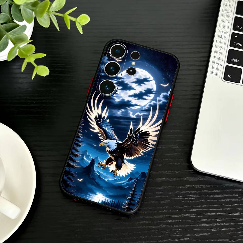 Cool Eagle Phone Case For Samsung S26,S25,S24,S23,S22,S30,S21,Ultra,Plus,FE 5G Black Soft Cover