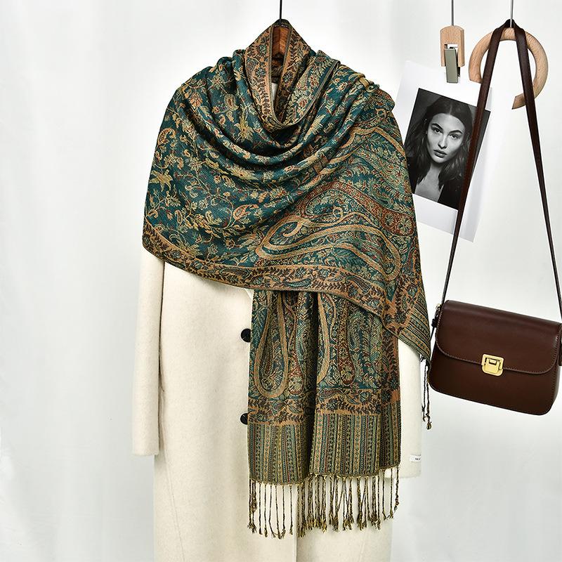 

New retro shawl size cashew national style long scarf scarf warm scarf cape fringe 180*70cm