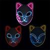 2025 Halloween Neon Mask Cosplay Japanese Anime Neon LED Demon Slayer Mask Halloween Party Costume Props