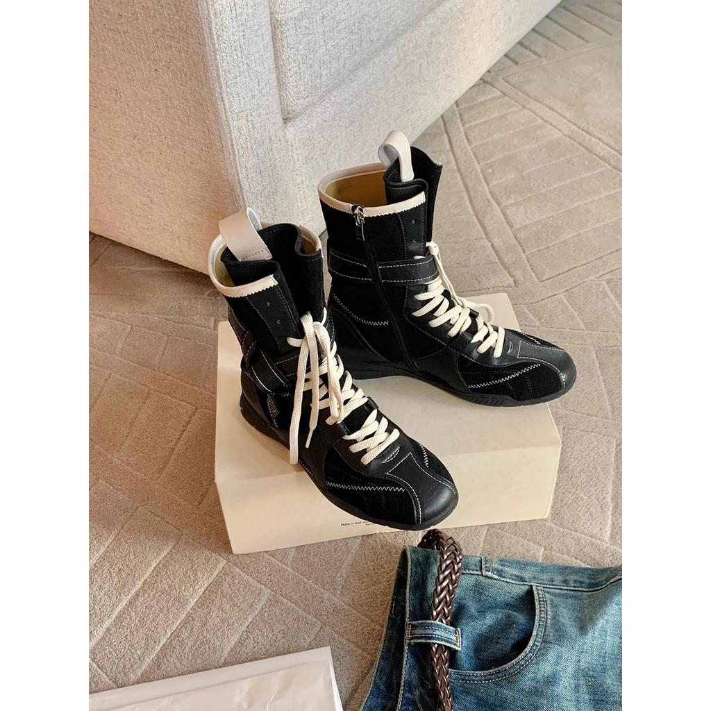 Schoenen Stijlvol Retro Kleurcombinatie Bandjes Rits aan de zijkant Jacht Dexun Martin Laarzen