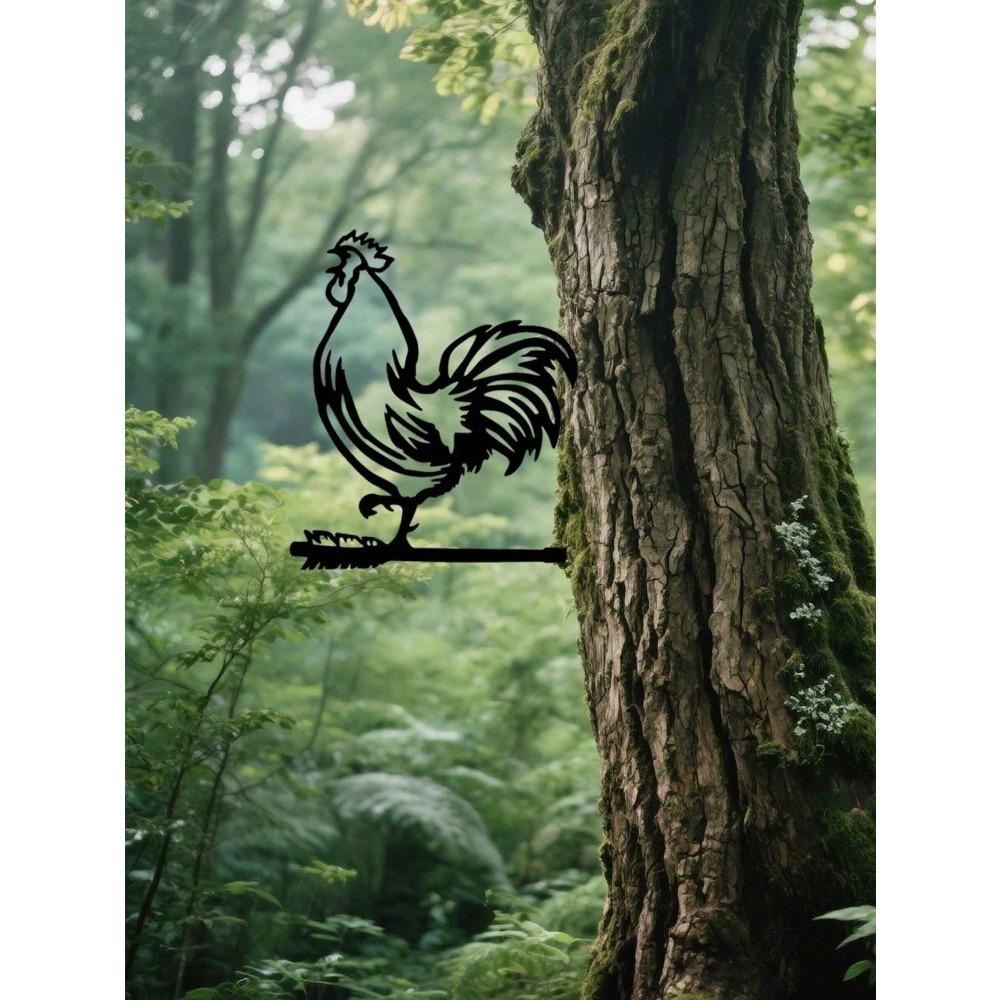 Black Iron Animal Silhouette Wall Art, Rustic Farmhouse Decor for Outdoor Garden Patio Yard, Metal Wall Hanging, Country Cottagecore Accents