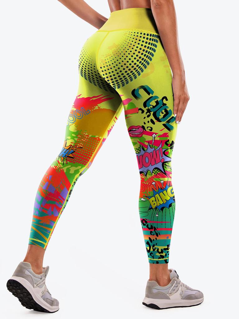 High-Waisted Women's Yoga Pants - Tummy Control, Printed Sportswear for Outdoor Fitness