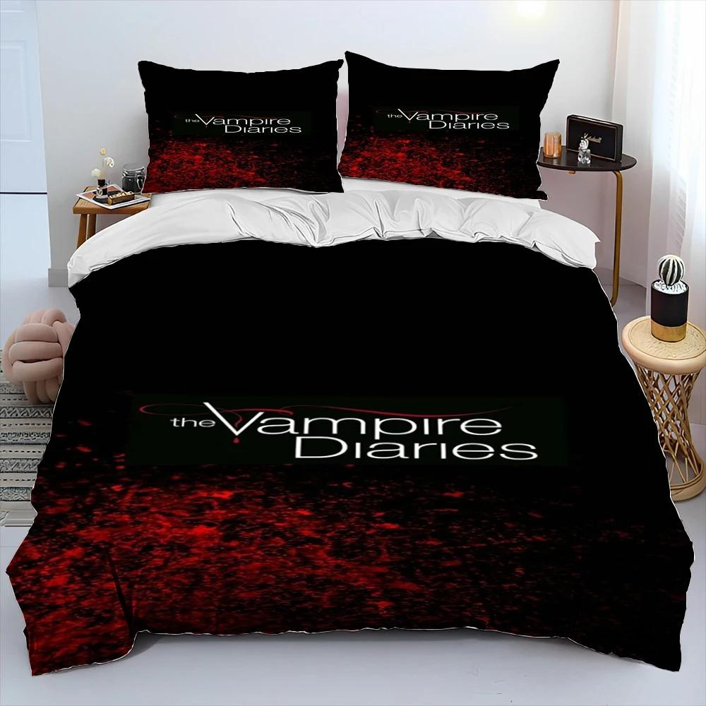The Vampire Diaries Bettwäsche-Set 3D-Druck Bettbezug Bettwäsche-Set Steppdeckenbezug mit Kissenbezug King Queen Size Kindergeschenk