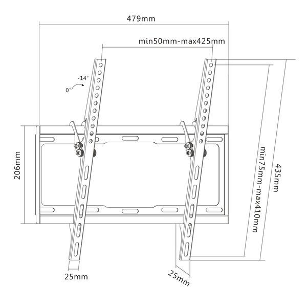 Neigbare TV-Halterung für LCD-Fernseher mit einer Diagonale von 32 bis 55 Zoll, AQ VisiON