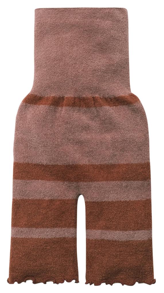 Warm and cozy length pants for stomach and 5-minute thighs, brick-colored, M-L