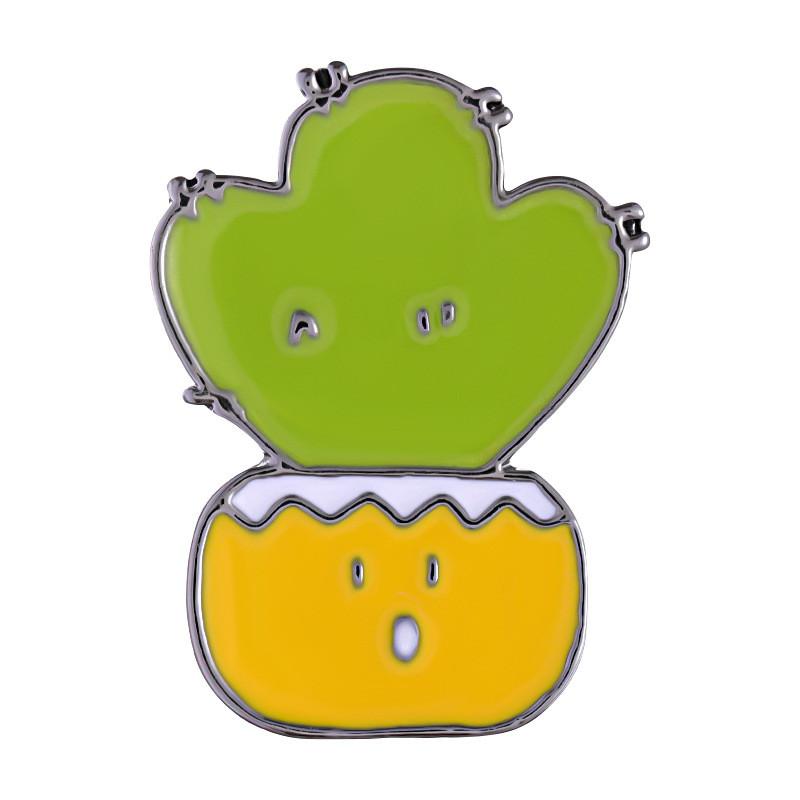 Charming Cartoon Mini Cactus Plant Brooch Alloy Badge For Fashionable Clothing Accessories
