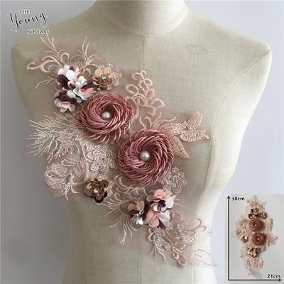 Three-Dimensional Flower Dipping Imitation Pearl Sequins Embroidered Lace Collar Diy Lace Dress Accessories