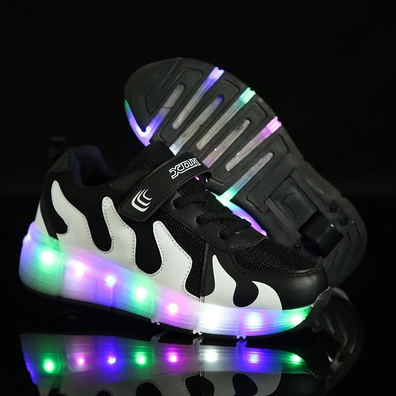 New Code Children's Single-wheel Runaway Shoes Vibrating Luminous Sole Double-wheel Colorful Light Wheel Shoes