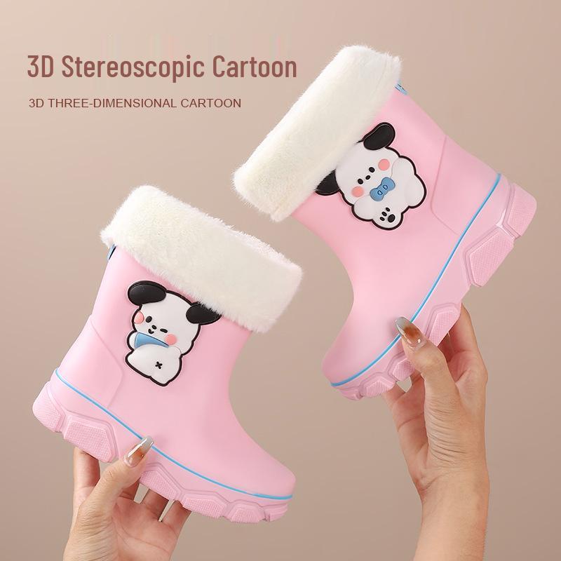 Children's Waterproof Non-slip Rain Boots for Kindergarten - Cute and Comfy with Velvet Lining