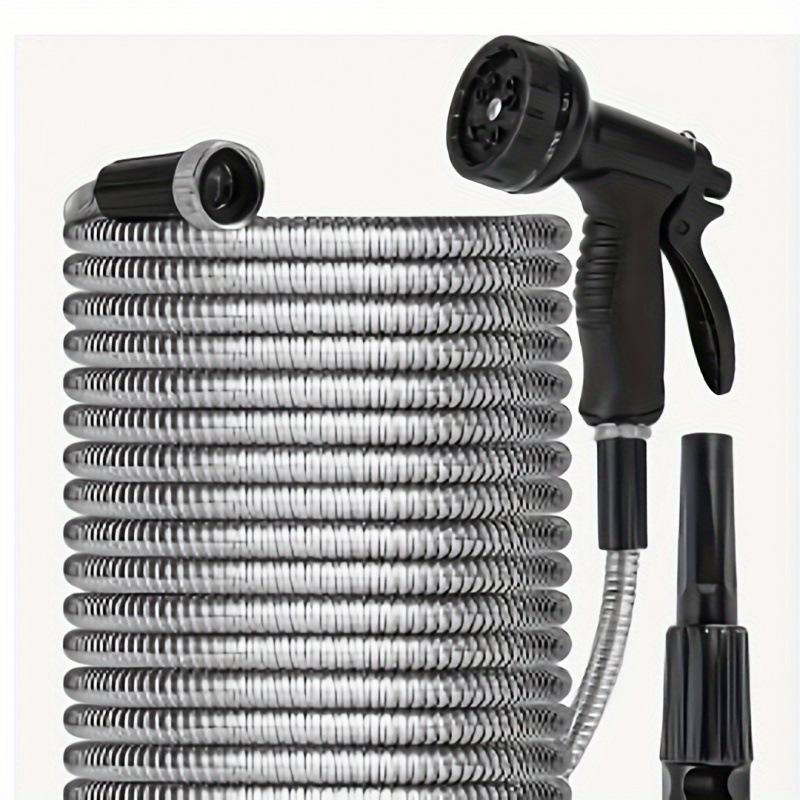 2025 Прочный гибкий садовый шланг из нержавеющей стали, 50 футов чёрный