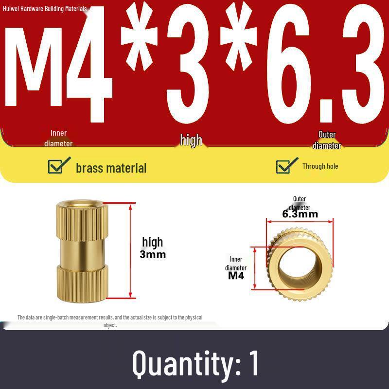 Zwei-Wege-Spritzguss Kupfer Rändelmuttereinsatz (M2-M8)