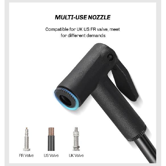RION Bicycle Pump Portable Aluminum Bike Pumps UK FR US Valve Inflator Mountain Road Bike Accessories Lightweight Multi-function