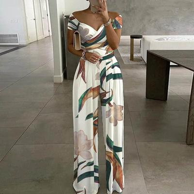 Summer Women's Fashion Temperament Trend Commuter Printed Wide Leg Jumpsuit