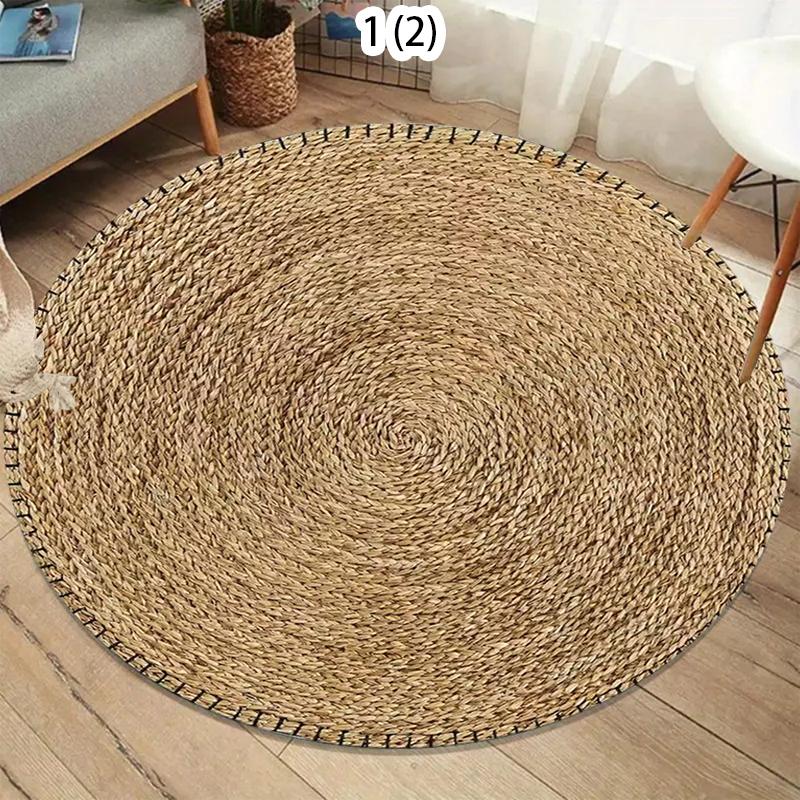 

Wooden Patterned Circular Carpet, Soft and Unique Bohemian Carpet Anti Slip Indoor Carpet, Living Room Sofa Bedroom Carpets 60cmx60cm