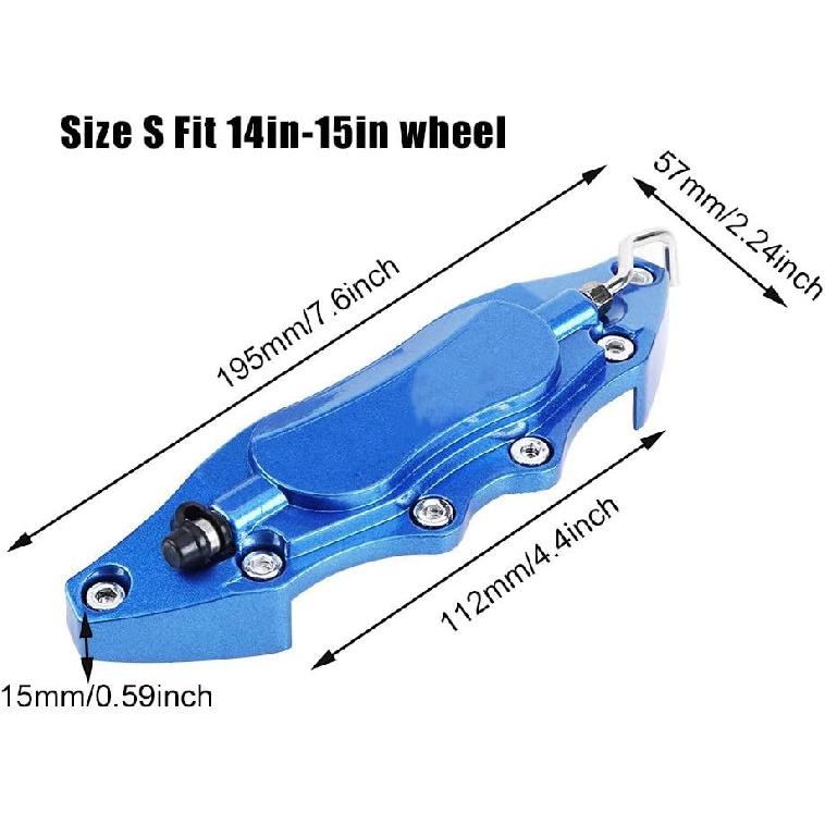 Premium Aluminum Brake Caliper Protector Cover, &, HighFit, Enhance Look, Easy Install, for 14in-15in Small Wheel Hub (Blue)