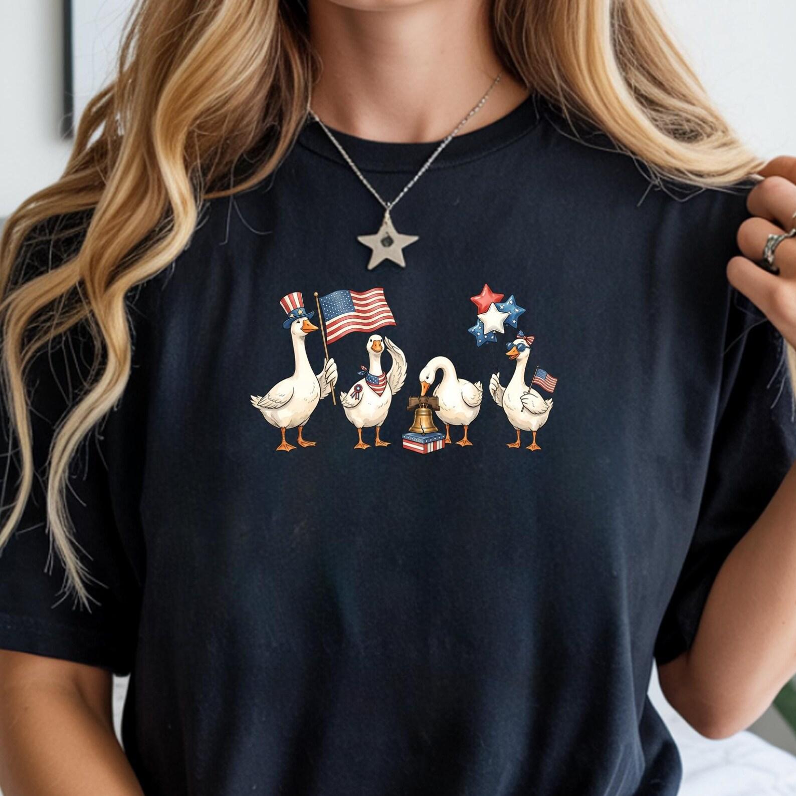 4th of July Goose Graphic Tee, USA Anniversary Comfort Colors® Top, Patriotic Silly Goose shirt 3XL