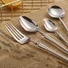 Creative 304 Stainless Steel Teaspoon Japanese Style Tableware Fruit Fork Hammer Pattern Design Dessert Spoon