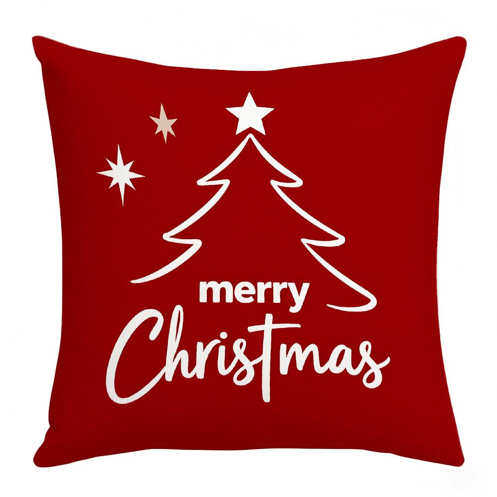 4pcs Holiday Printed Christmas Tree Snowflake Element Bedroom Study Home Decoration Cushion Pillow Cover