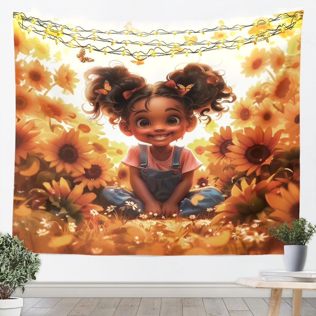 Japan Geisha Tapestry Cherry Blossoms Wall Art Japanese Tradition Wall Hanging Blanket for Living Room Bedroom Home Decor Small