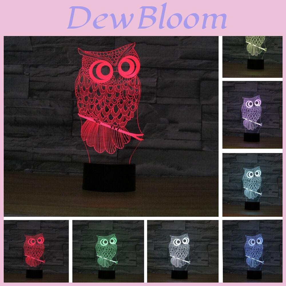 Stunning 3d Owl Led Desk Lamp With 7 Color Change Feature And Touch Art Controller