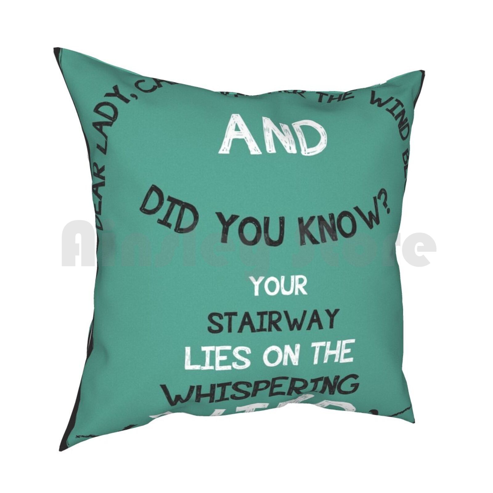 Stairway To Heaven Pillow Case Printed Home Soft DIY Pillow Cover Stairway Heaven Led Lyrics Quote Music 30x30cm 12x12in