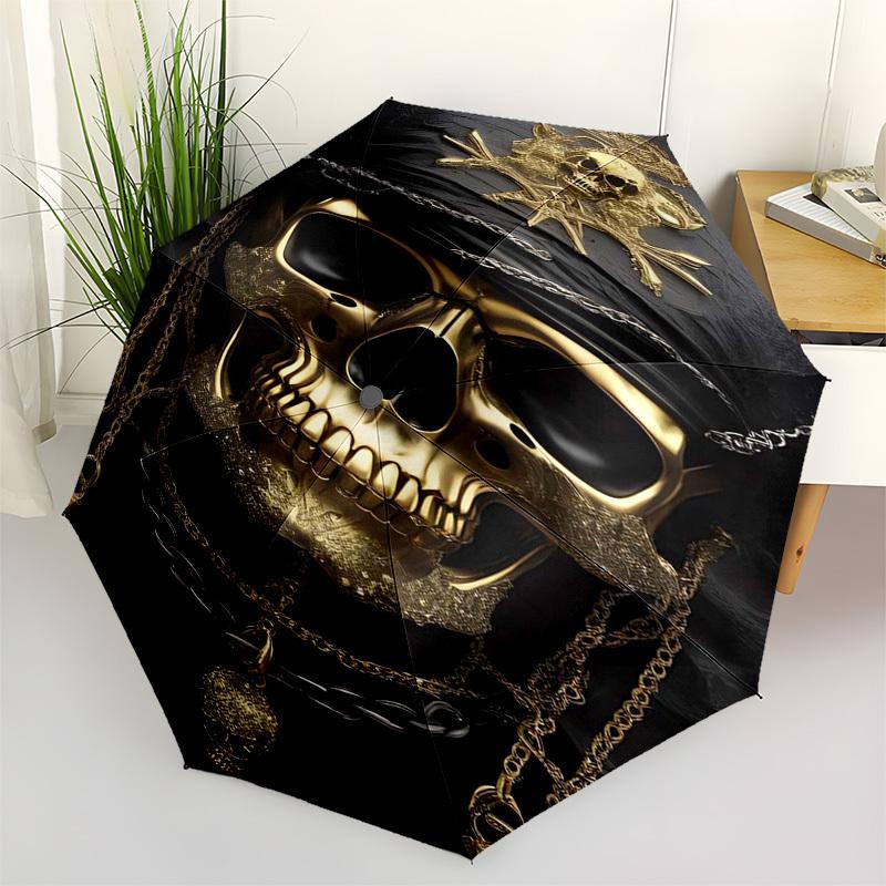 

Pirate Skull Chains Themed Automatic Opening and Closing Umbrella, Compact Travel Umbrella, Lightweight and Portable, Suitable for Beach Com