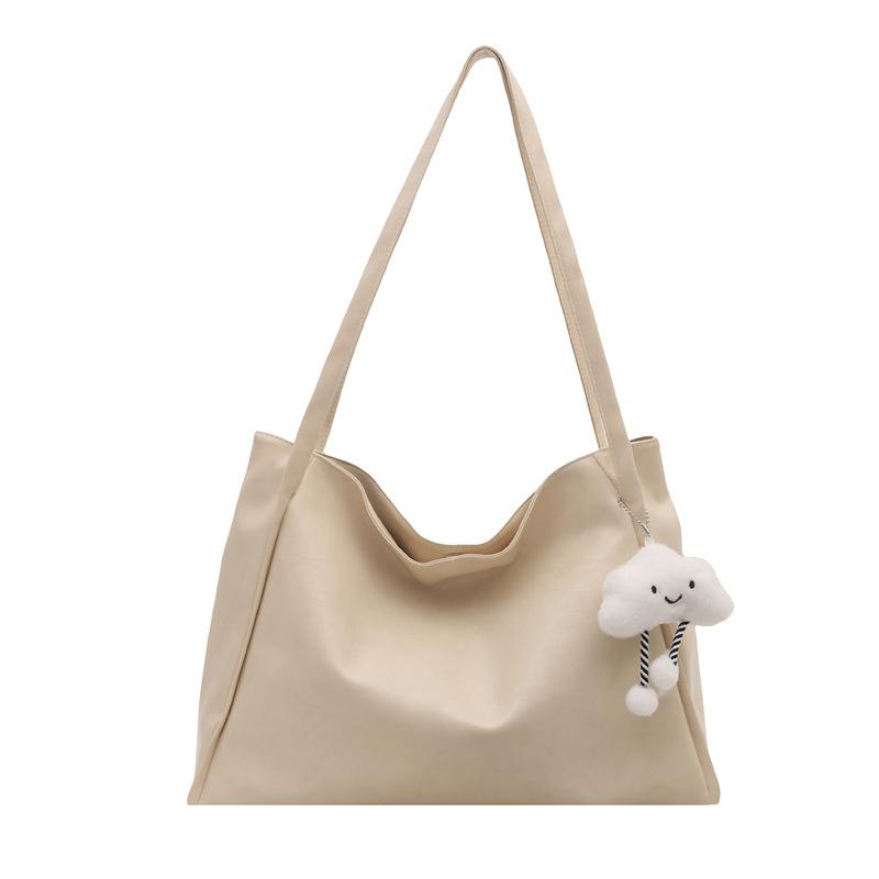 Solid Color High-end Shoulder Tote Bag Niche Simple Underarm Bag Retro Versatile Tote Bag