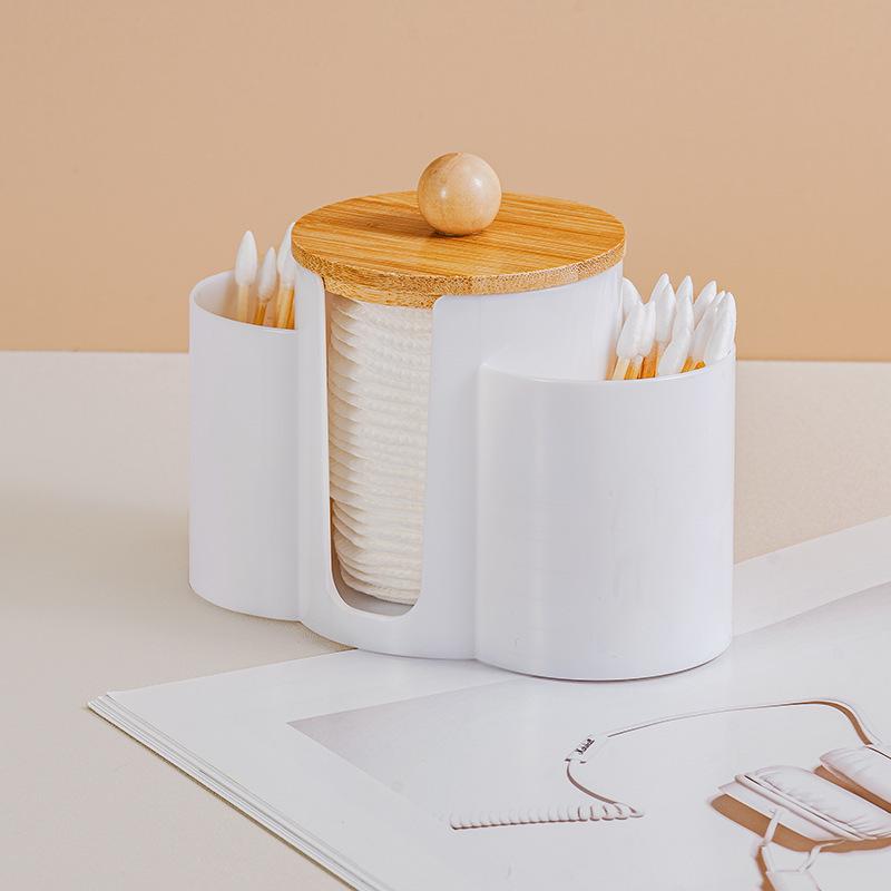 3-in-1 Makeup & Beauty Cotton Organizer Box for Cotton Pads, Swabs, Toothpicks, Dental Floss, Powder Puffs