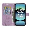 Hülle für Xiaomi Redmi Note 14 4G (nicht für 5G) Stoßschutz Kunstleder Reliefmuster Schmetterling Lila